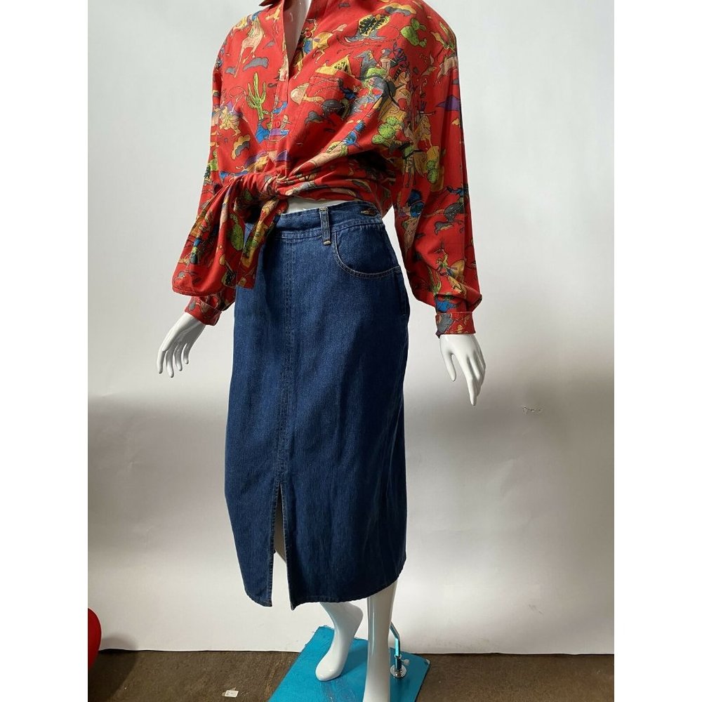 Banana Republic Womens Denim Pencil Skirt Blue Front Slit Pockets Medium Wash 6 - Picture 1 of 10